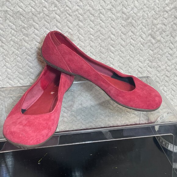 Merrell Red Suede Ballet Flat Shoes Women Size 8 Balletcore Cottagecore coquette - Picture 2 of 7